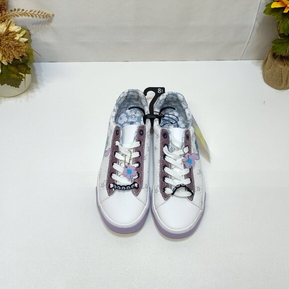 Disney Stitch Low Top Sneakers Womens 8.5 Lace-Up Glitter Accents Charm Keychain - Picture 5 of 8